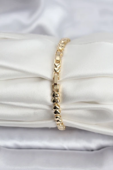 14K Gold Renk Kaplama Kalp Model CM Kadın Bileklik - TJ-BB8122 - Resim 2