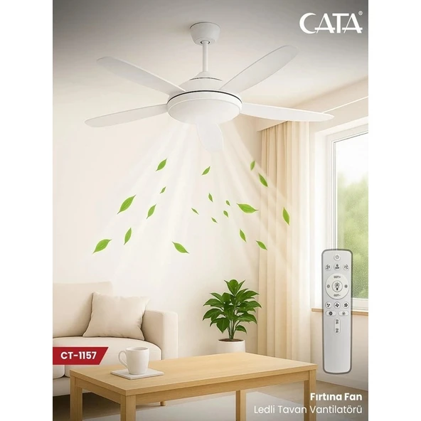 Teknikerelektrik Cata CT-1157 Fırtına 122W 3 Renk Vantilatör Dimlenebilir LED Armatür - Resim 3