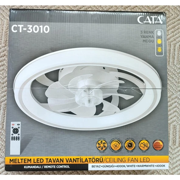 Cata CT-3010 Meltem 70W Ledli Tavan Vantilatörü Kumandalı - Resim 5