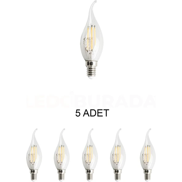 Cata CT-4064 Edison LED Kıvrık Buji Ampul 7W Günışığı (Sarı)- 5'li Paket ürün görseli 1