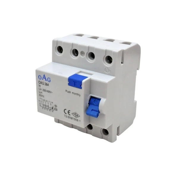 Oag 4X25A 30MA 4kutuplu Kaçak Akım Rölesi OAG-364 ürün görseli 1