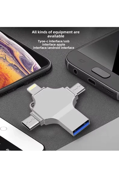 Otg 4in1 Cep Telefonu Çok Fonksiyonlu Usb Flash Bellek 128 Gb Type-c, Micro Sd Ve Kart Okuyucu - Resim 5