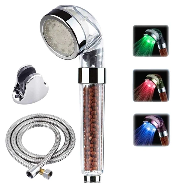 Tasarruflu Boncuklu Ledli Duş Başlık Seti Pil Veya Elektrik Gerekmez Kinetik Enerjili ürün görseli 1