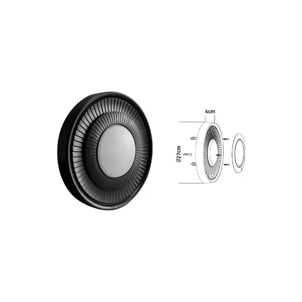 Econa 20 W Gün Işığı Siyah Tavan Armatürü (Abs) - Resim 2