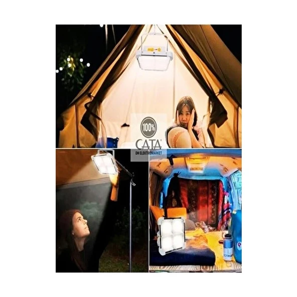 Cata 200W Solar LED Projektör 1600 Lümen 4000K IP65 Su Geçirmez Taşınabilir Aydınlatma - Resim 6