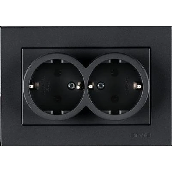 Arvia Karen Füme Ikili Topraklı Priz Çerçeveli ürün görseli 1