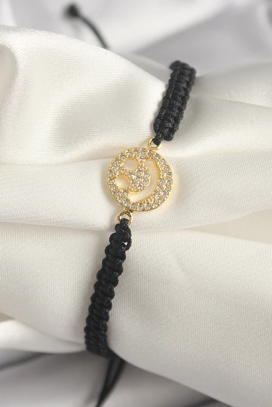 Pirinç Gold Renk Zirkon Taşlı Taç Figür Asansörlü Makrome Model Kadın Bileklik ürün görseli 1