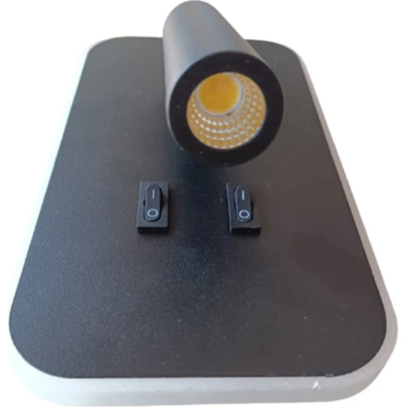 Econa 12W Siyah Çift LED Aplik (Okuma Lamb) 3000K - Resim 4