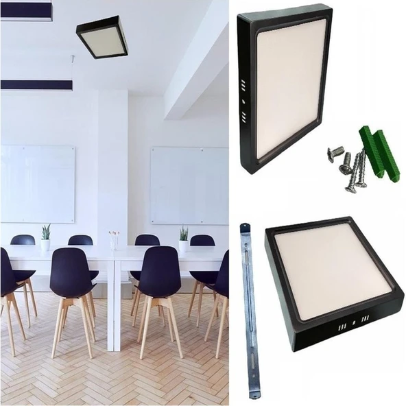 Cata Sıva Üstü Kare LED Armatür Siyah Gövde 18W 3200K Günışığı CT-5236-G - Resim 2