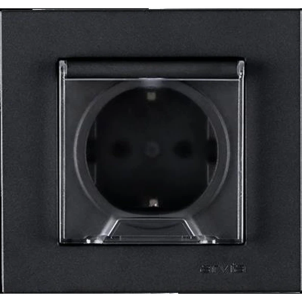 Arvia Karen Füme Kapaklı Topraklı Priz Çerçevesiz ürün görseli 1