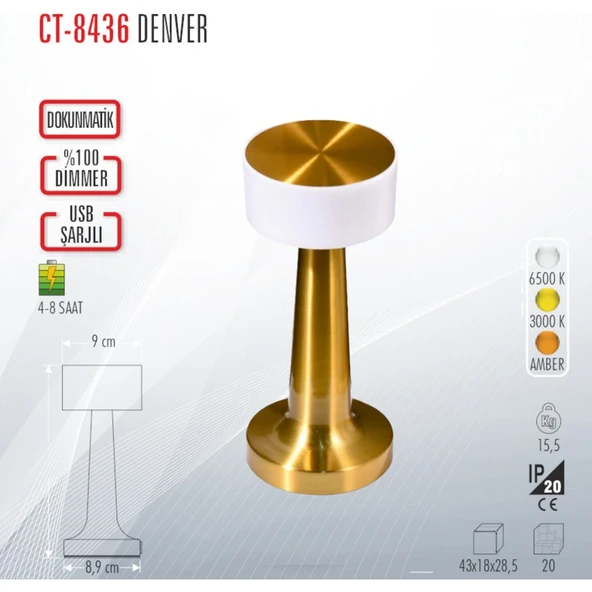 Cata CT-8436 Denver Şarjlı Masa Lambası ürün görseli 1