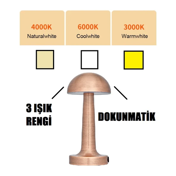 Cata Rio Şarjlı Masa Lambası CT-8434 Tek Anahtarla 3 Renk CT-8434 - Resim 2