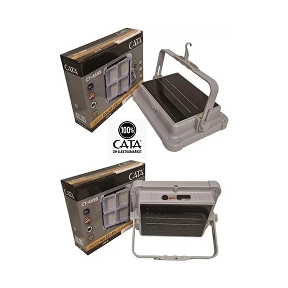 Cata 200W Solar LED Projektör 1600 Lümen 4000K IP65 Su Geçirmez Taşınabilir Aydınlatma - Resim 5