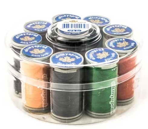 Altın Yaprak Dikiş İpliği Seti 10'lu Yuvarlak Kutulu ürün görseli 1