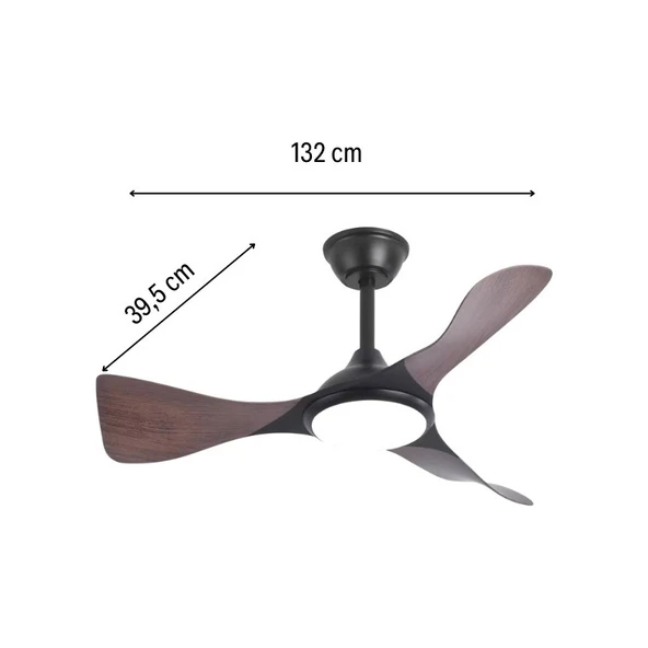 Huzur Elektrik Kumandalı 3 Kanatlı Ledli Tavan Vantilatörü Ahşap Renk CT-3002 - Resim 2