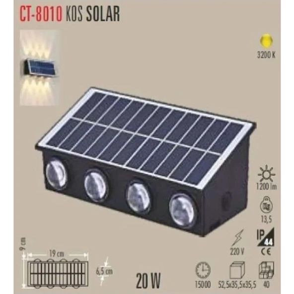 Cata KOS 20W GÜNIŞIĞI SOLAR LED APLİK - Resim 4