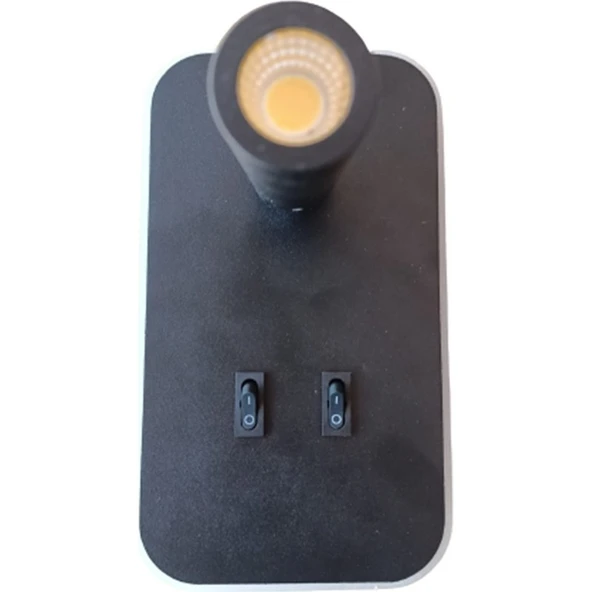 Econa 12W Siyah Çift LED Aplik (Okuma Lamb) 3000K - Resim 3
