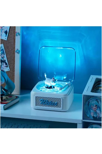 Nostalji Mini Plak Görünümlü Radyolu Bluetooth Hoparlör 3d Ses Dalgası Retro Müzik Plak Beyaz - Resim 3