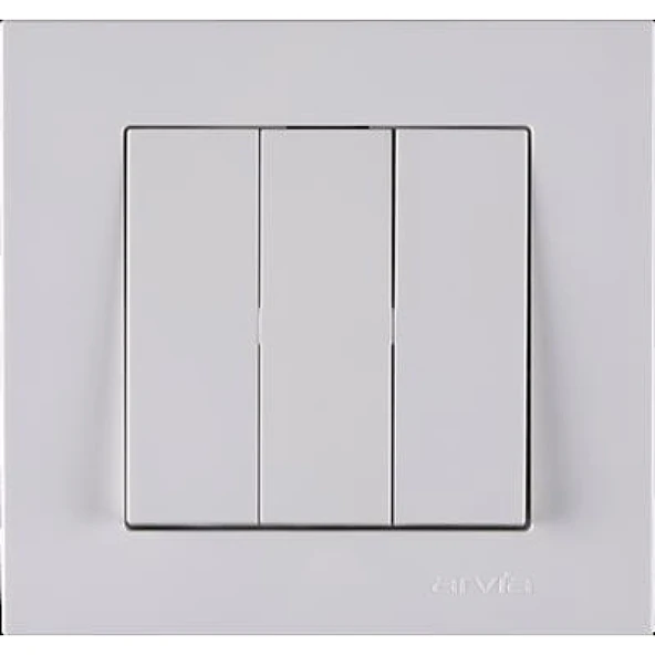 Arvia Karen Beyaz Üçlü Anahtar Çerçevesiz ürün görseli 1