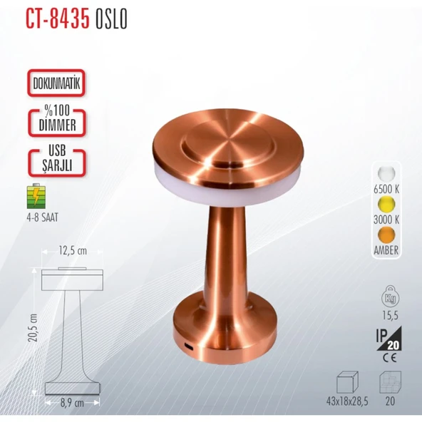 Cata CT-8435 Şarjlı Masa Lambası ürün görseli 1
