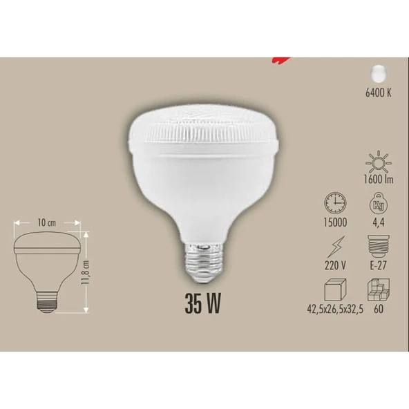Cata Ct 4135 Kristal 35W Torch LED Ampul 6400K Beyaz Işık - Resim 2