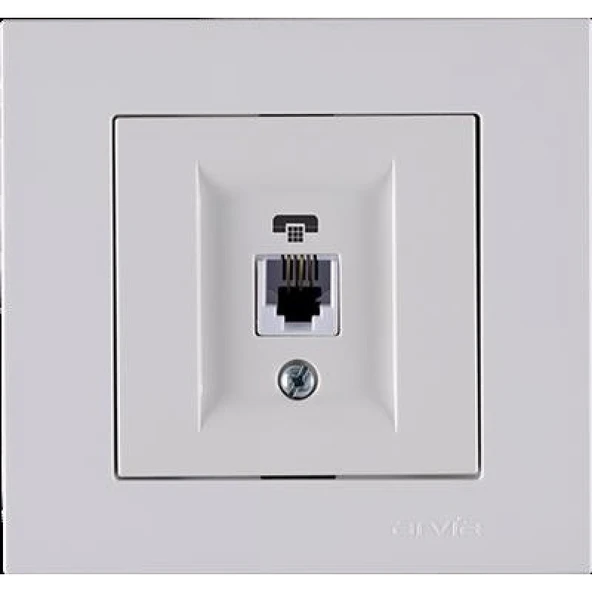 Arvia Karen Beyaz Cat3 Nümeris Telefon Prizi Çerçevesiz ürün görseli 1