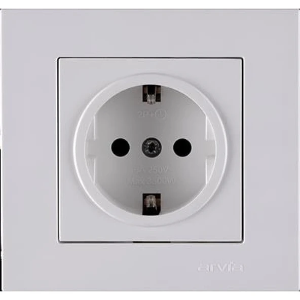 Arvia Karen Beyaz Topraklı Priz Çerçevesiz ürün görseli 1