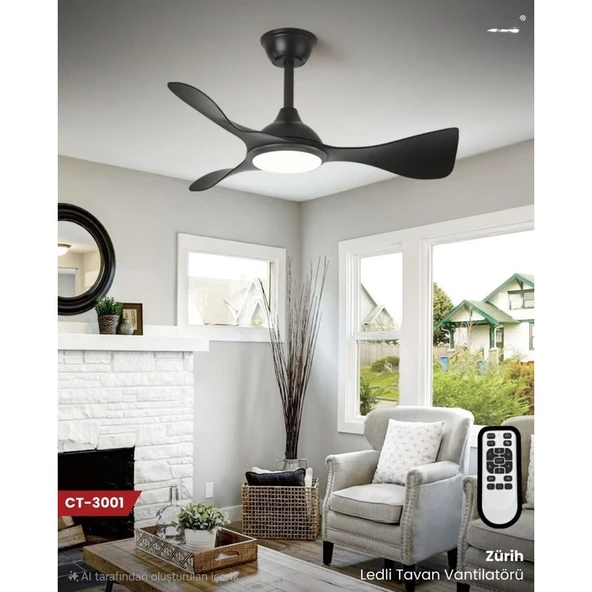 Cata CT-3001 ZÜRİH LEDLİ TAVAN VANTİLATÖRÜ SİYAH - Resim 2