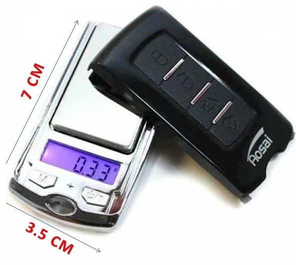 Diamond Dijital Ekran Araba Anahtarlığı Şeklinde Mini Hassas Cep Terazi (200 Gr-0.01) - Resim 3