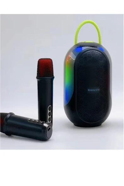 Bluetooth Çift Mikrofonlu Kablosuz Karaoke Rgb Işıklı Yüksek Sesli Müzik 4 Ses Degıstırme - Resim 2