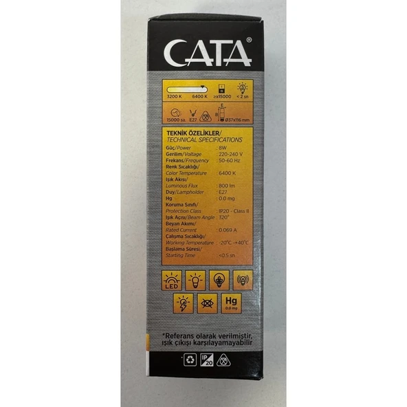 Cata 5 Adet CT-4091 Cata 8W Beyaz LED Ampul - Resim 2