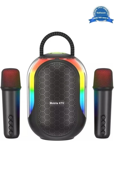 Bluetooth Çift Mikrofonlu Kablosuz Karaoke Rgb Işıklı Yüksek Sesli Müzik 4 Ses Degıstırme ürün görseli 1