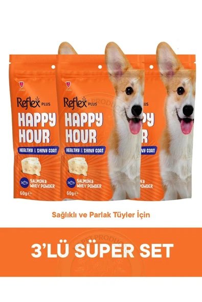 Happy Hour Healthy & Shiny Coat Parlak Tüyler için Destekleyici Köpek Ödül Maması 3lü Fırsat - Resim 2