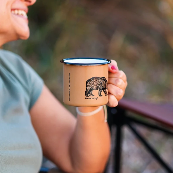 FreeCamp Campers Emaye Mug 350ml-BEJ - Resim 6