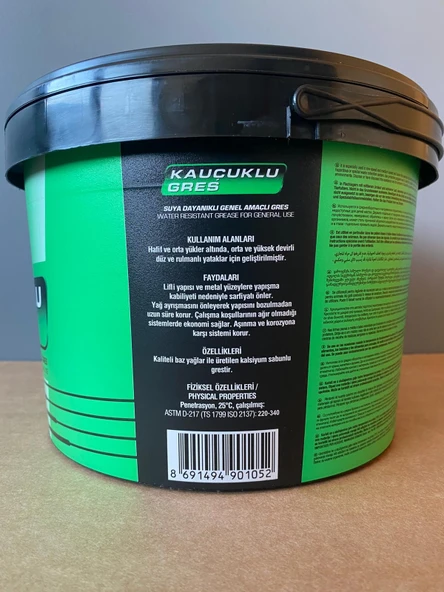 Petrol Ofisi Yeşil Renk Suya Dayanıklı Kauçuklu 4KG Gres (10/2025 Üretim) - Resim 2