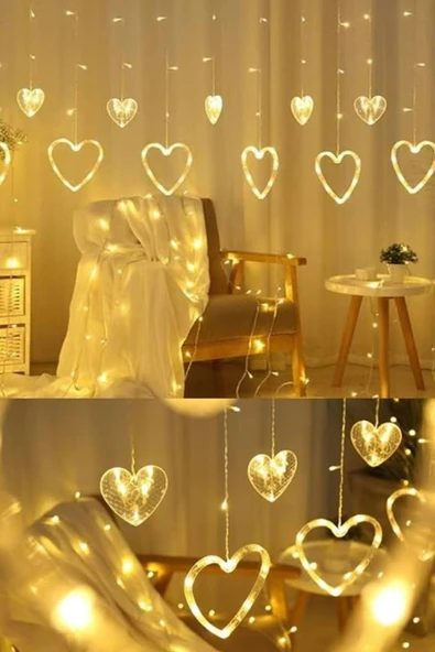 MAGICLEDCORNER Kalp Perde Led Işık Fişli ürün görseli 1