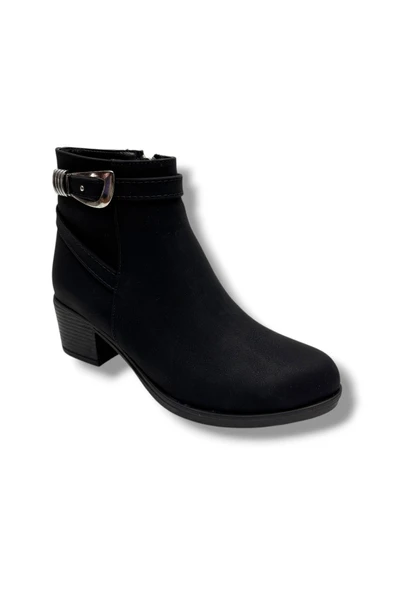 Cakgo 703-26 Yağlı Deri Trend Fashion Tokalı Fermuarlı Topuklu Kadın Bot - Resim 4