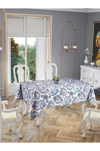 Dertsiz Leke Tutmaz Basklı Micro Polyester Günlük Kullanım Masa Örtüsü ürün görseli 1