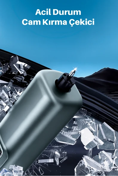 Şarjlı Taşınabilir Hava Pompası LED Işıklı &LCD Ekranlı Acil Durum Cam kırma Aparat 150PSI 4000mAh - Resim 4