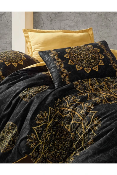 Cotton Box Saten Çift Kişilik Nevresim Takımı Alvina Gold - Resim 2