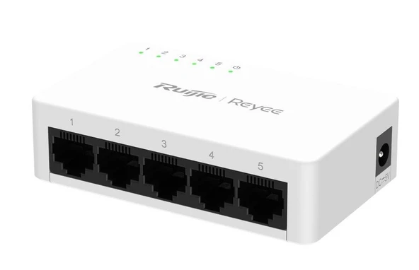 RUIJIE REYEE RG-ES05F 5 PORT 10/100 YONETILEMEZ DESKTOP SWITCH PLASTIK KASA SIFIR ÜRÜN - Resim 2
