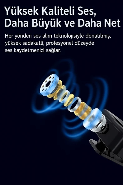 2in1 Kablosuz İkili Yaka Mikrofonu Pro++ Dijital Ekranlı TYPE-C/Lightning Portlu Kayıt Mikrofon - Resim 3