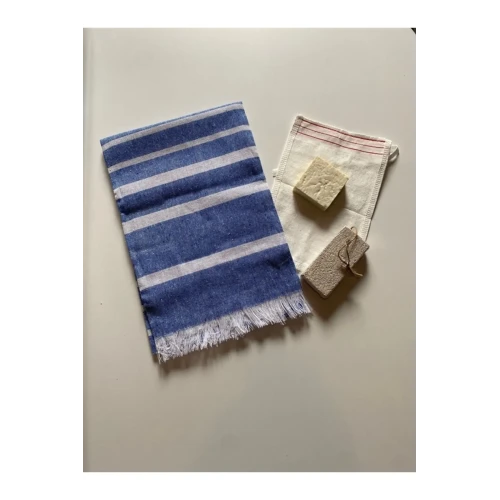 Gelin Hamamı Seti, Premium Peştemal , Ponza Topuk Taşı, Doğal Zeytinyağı Sabun, Kese 4lü Set - Resim 4