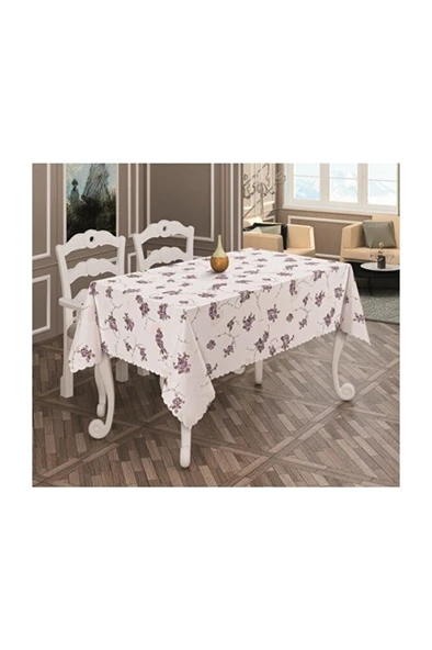 Çiçekli Masa Örtüsü Şık 150x150cm PVC Silinebilir - Resim 5