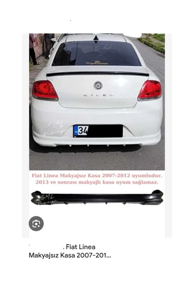 ayaz fiber body kit FİAT LİNEA UyumlU arka tampon eki Fiber Boyasız ürün görseli 1