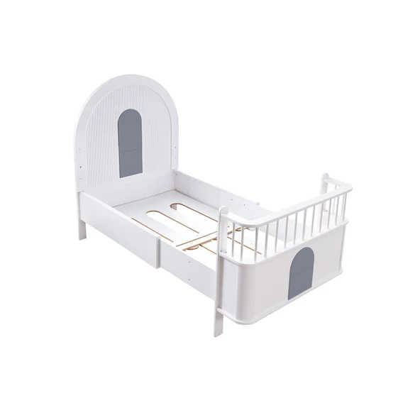 Venüs Çocuk Odası Takımı, Venüs Büyüyen Beşik, Vira 4 Kapaklı Kitaplıklı Dolap, Şifonyer - Gri - Resim 3