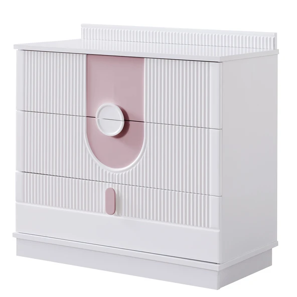 Venüs Çocuk Odası Takımı, Venüs Büyüyen Beşik, Vira 4 Kapaklı Kitaplıklı Dolap, Şifonyer - Pembe - Resim 7