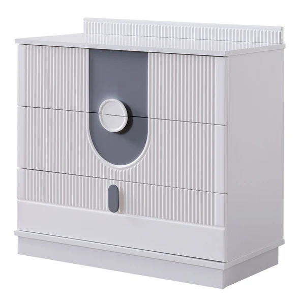 Venüs Çocuk Odası Takımı, Venüs Büyüyen Beşik, Vira 4 Kapaklı Kitaplıklı Dolap, Şifonyer - Gri - Resim 6