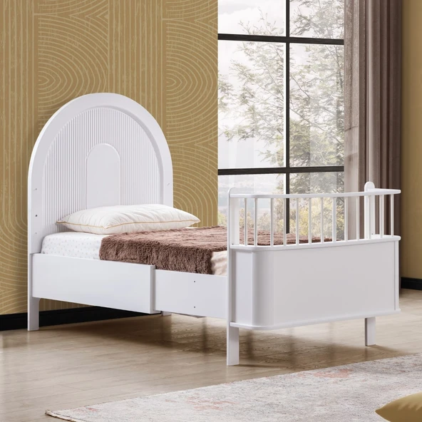 Venüs Çocuk Odası Takımı, Venüs Büyüyen Beşik, Vira 4 Kapaklı Kitaplıklı Dolap, Şifonyer - Beyaz - Resim 3