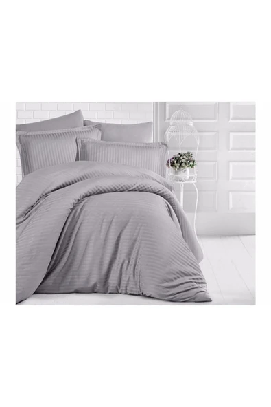 Clasy Saten Çizgili Çift Kişilik Nevresim Takımı ürün görseli 1